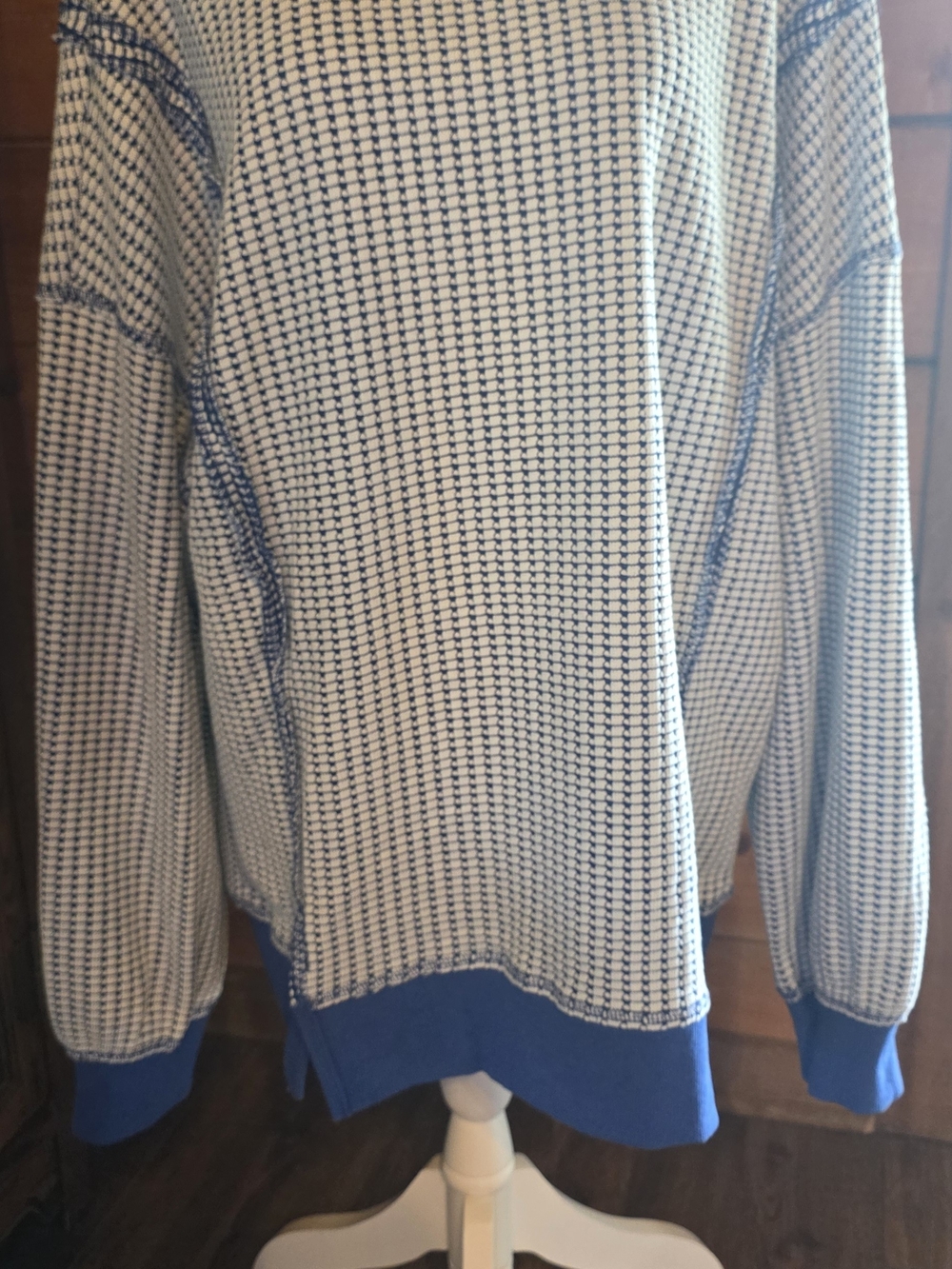 Boutique - Blue and White Knit Sweater - Large